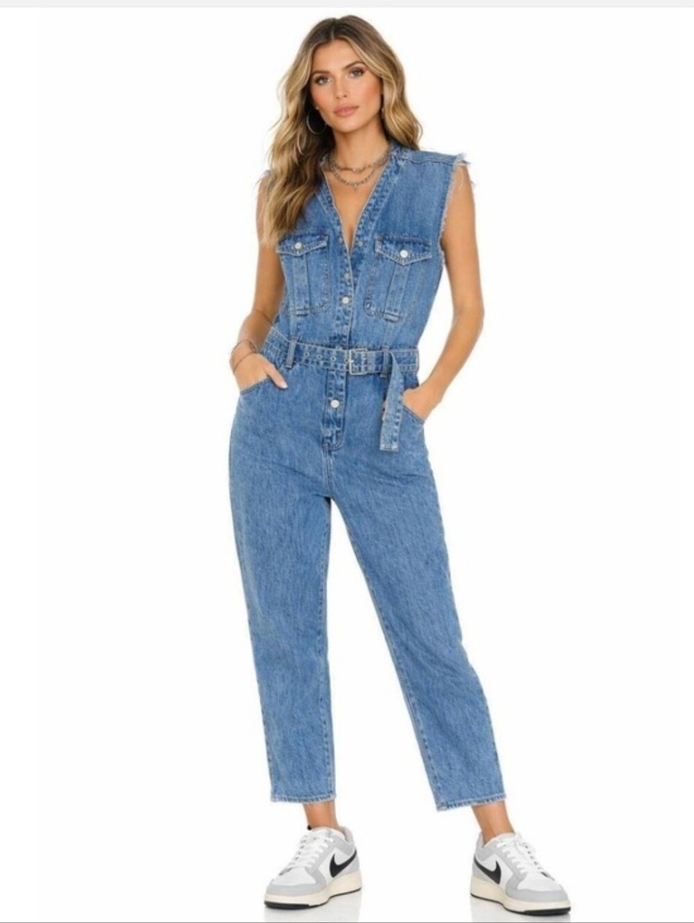 Blank NYC sleeveless denim jumpsuit